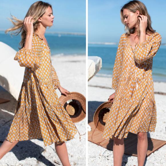 Emerson Fry Dress Clemence Block Print Organic Cotton Belted Mini Dress Size XS - Picture 1 of 8